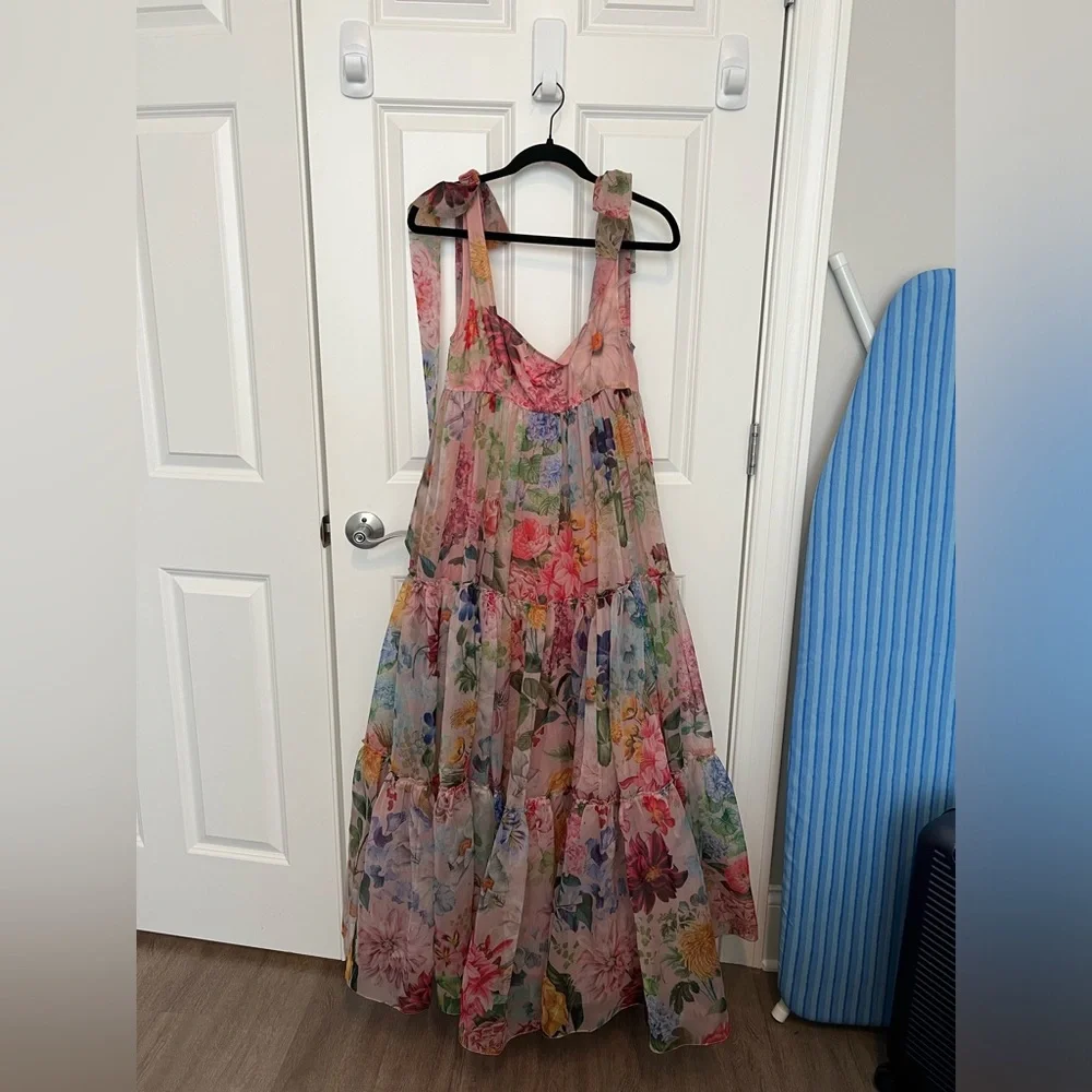 NWOT Bhldn Isabella Tiered Square-Neck A-Line MIDI Dress - Picture 4 of 7